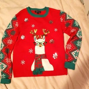 HOLIDAY LLAMA SEQUIN SWEATER